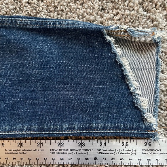 Madewell High Rise Distressed Ankle Skinny Jeans Asymmetrical Hem Women’s 28 - Picture 14 of 17